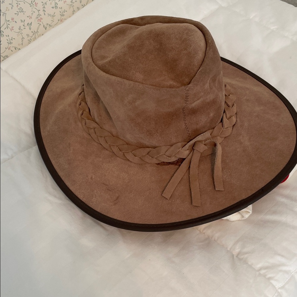 Men's Brown Suede Hat with Braided Detail